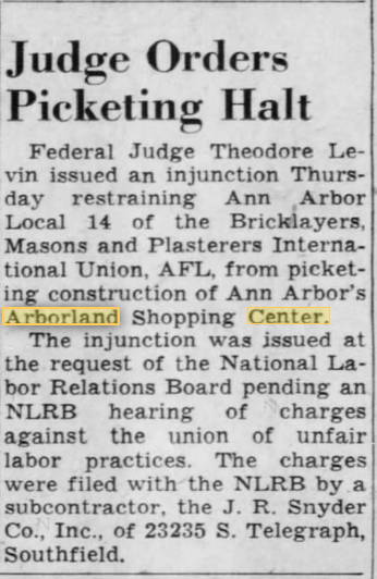 Arborland Center - July 1961 Workers Picketing